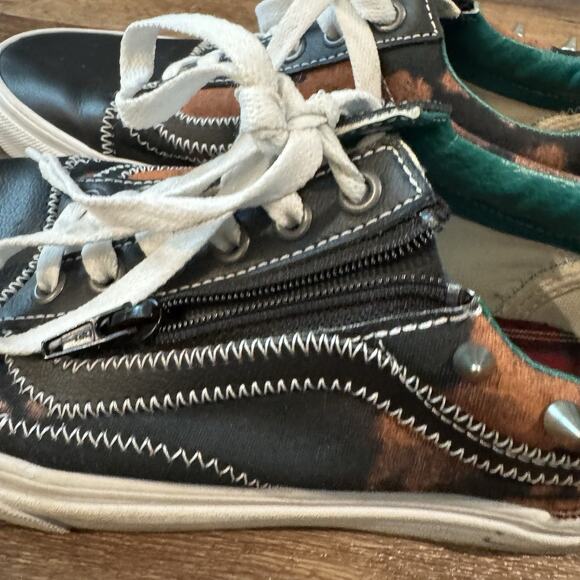 Vans Zip Up Shoes Old Skool Tartan Daze Punk Skate Spiked Plaid M 6 W 7.5 - Picture 8 of 16